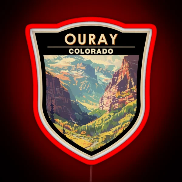 Ouray Colorado Travel Art Badge RGB Neon Sign