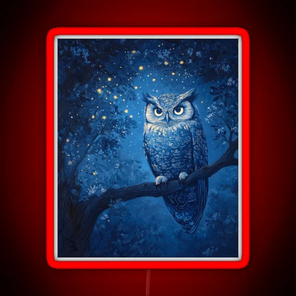 Owl And The Night Sky RGB Neon Sign