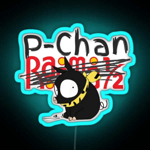 P Chan Ranma Logo Blue Background SILLYFUN ON REDBUBBLE RGB Neon Sign