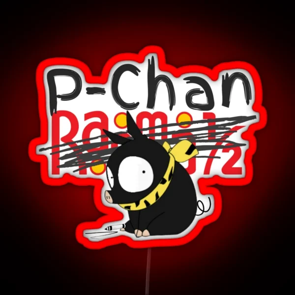 P Chan Ranma Logo Blue Background SILLYFUN ON REDBUBBLE RGB Neon Sign