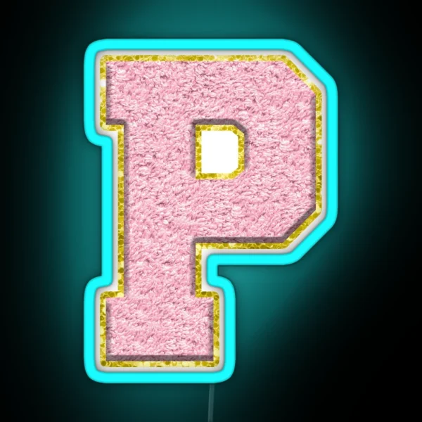 P Preppy Varsity Letter Patch RGB Neon Sign