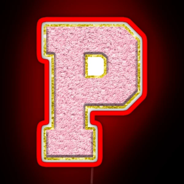 P Preppy Varsity Letter Patch RGB Neon Sign