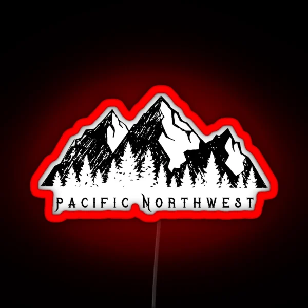 Pacific Northwest Mountain Range And Pine Trees 2 RGB Neon Sign