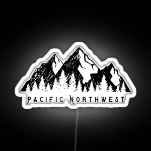 Pacific Northwest Mountain Range And Pine Trees 2 RGB Neon Sign