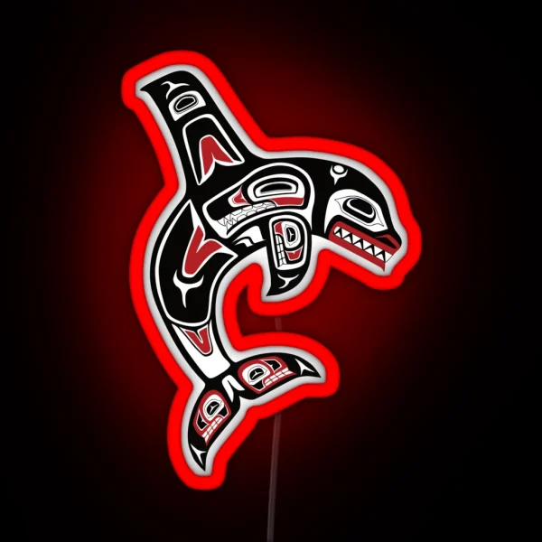 Pacific Northwest Native Orca Killer Whale RGB Neon Sign