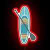 vibrant rgb neon sign displaying a paddle board in red
