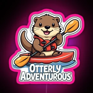 Paddling With Joy Cute Otter Kayak Journey RGB Neon Sign