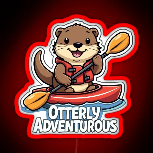 Paddling With Joy Cute Otter Kayak Journey RGB Neon Sign
