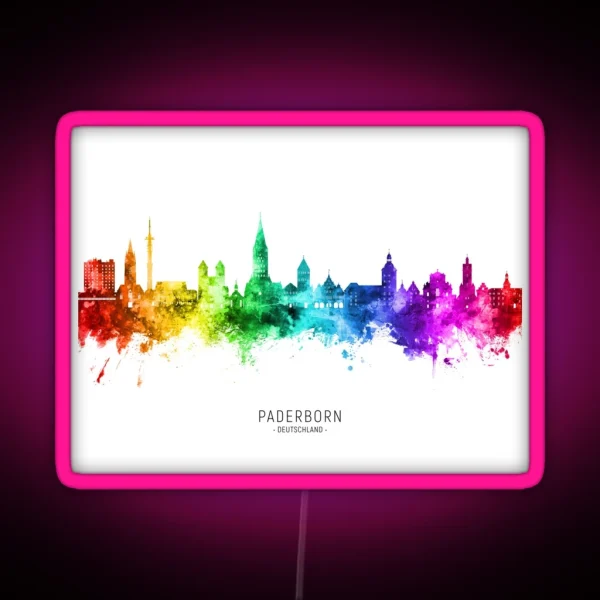 Paderborn Germany Skyline RGB Neon Sign