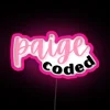 rgb neon sign featuring coded giggly squad in vibrant pink
