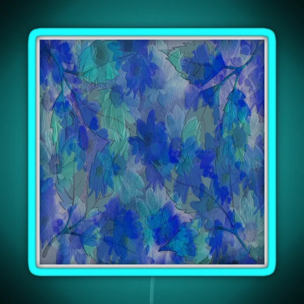Painterly Midnight Floral Abstract RGB Neon Sign