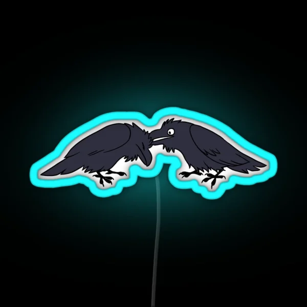 Pair Of Grooming Crows RGB Neon Sign