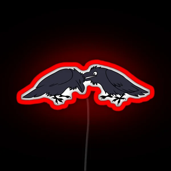Pair Of Grooming Crows RGB Neon Sign