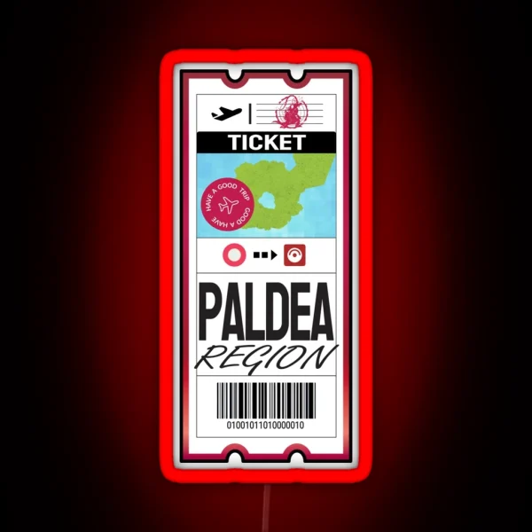 Paldea Airplane Ticket RGB Neon Sign
