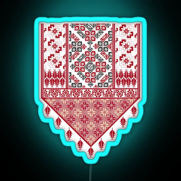 Palestinian Embroidery Tatreez Cross Stitch Art Design RGB Neon Sign