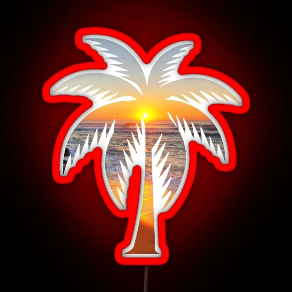 Palm Tree Beach RGB Neon Sign