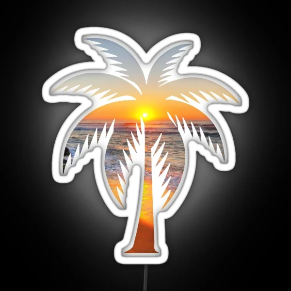 Palm Tree Beach RGB Neon Sign