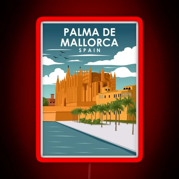 Palma De Mallorca Spain Vintage Minimal Retro Travel RGB Neon Sign
