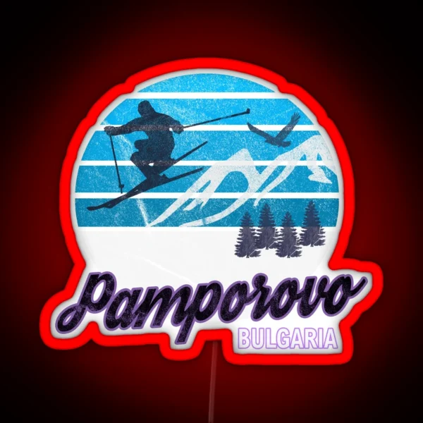 Pamporovo Bulgaria Eastern Europe Ski Resort Snowboarding Winter Skiing Wear Led Hoodies Sweaters And Jumpers RGB Neon Sign