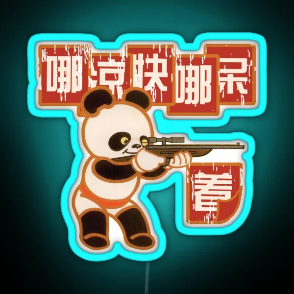 Panda Gun RGB Neon Sign