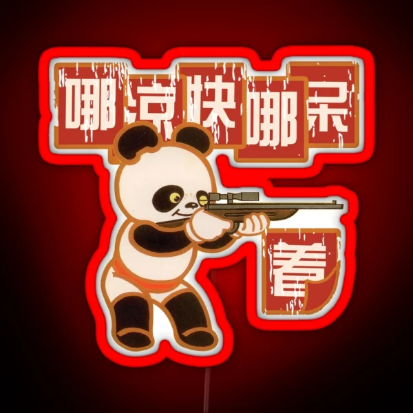 Panda Gun RGB Neon Sign