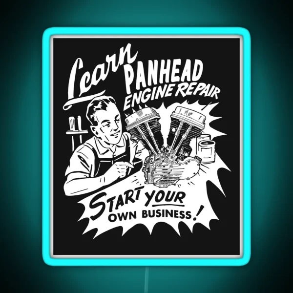 Panhead Repair Vintage HD Engine Repair Retro Vtwin RGB Neon Sign