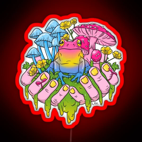 Pansexual Frog Fungi Handful RGB Neon Sign