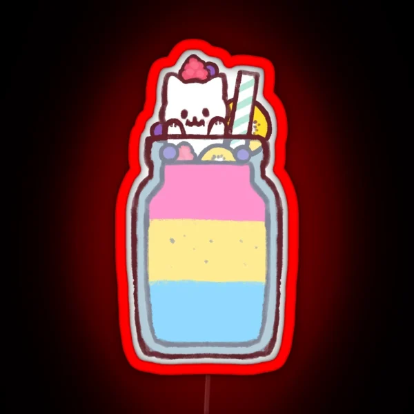 Pansexual Pride Smoothie Kitty RGB Neon Sign