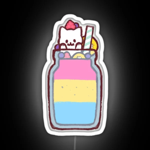 Pansexual Pride Smoothie Kitty RGB Neon Sign