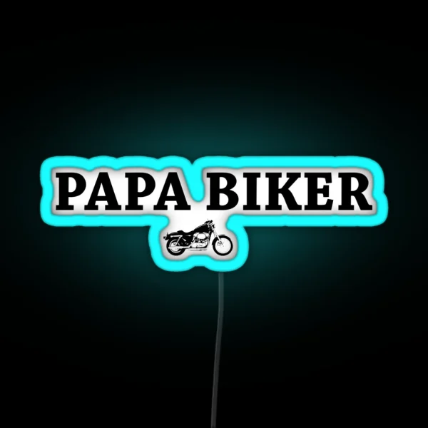Papa Biker Father Motorcycle RGB Neon Sign