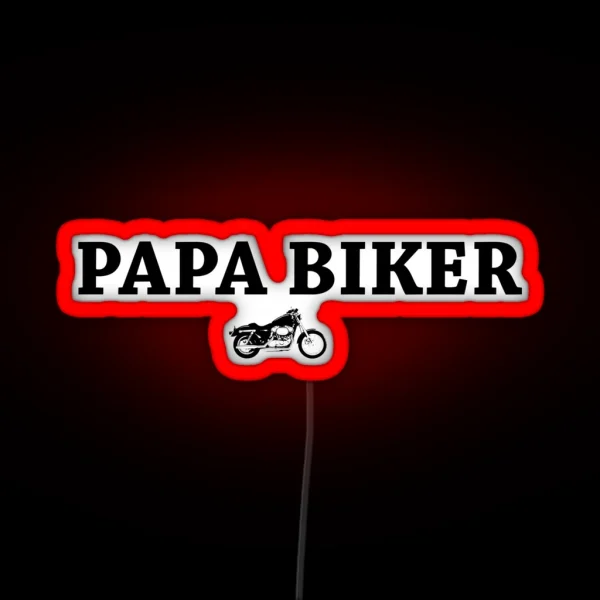 Papa Biker Father Motorcycle RGB Neon Sign