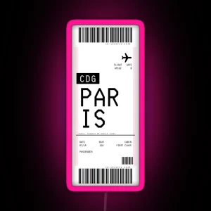 Paris Boarding Pass RGB Neon Sign