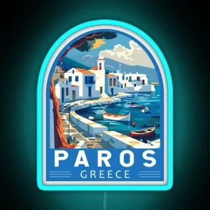 Paros Greece Travel Art Emblem RGB Neon Sign