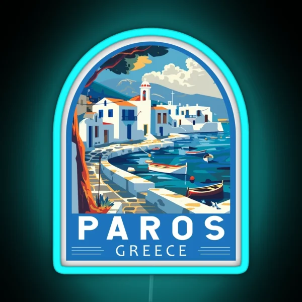 Paros Greece Travel Art Emblem RGB Neon Sign