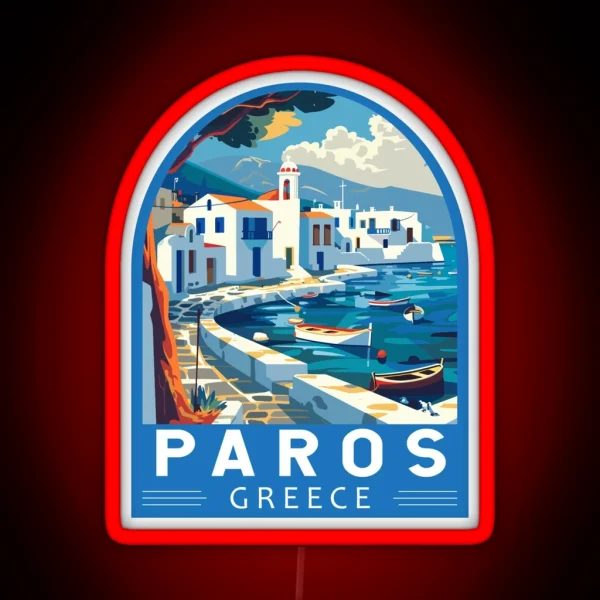 Paros Greece Travel Art Emblem RGB Neon Sign