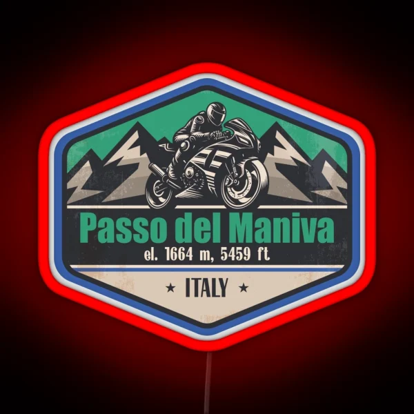 Passo Del Maniva Italy Motorcycling Mountain Design RGB Neon Sign