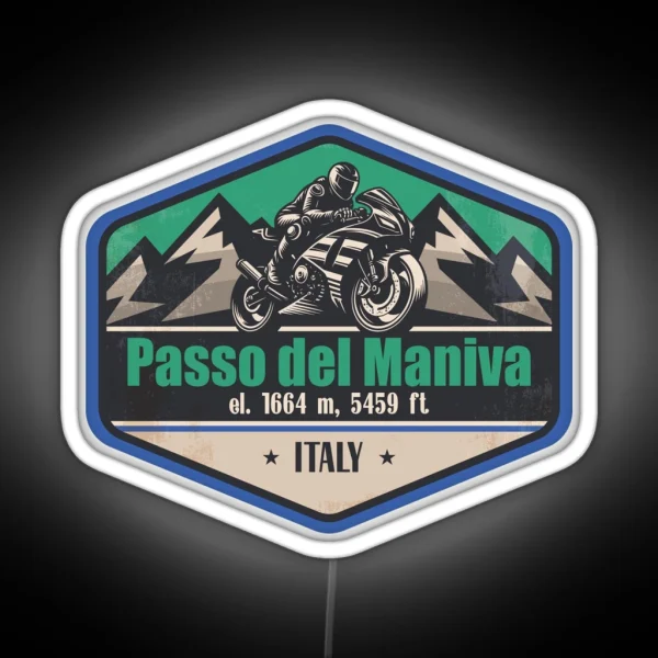 Passo Del Maniva Italy Motorcycling Mountain Design RGB Neon Sign