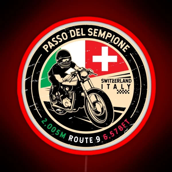 Passo Del Sempione Italy Switzerland Motorcycle RGB Neon Sign