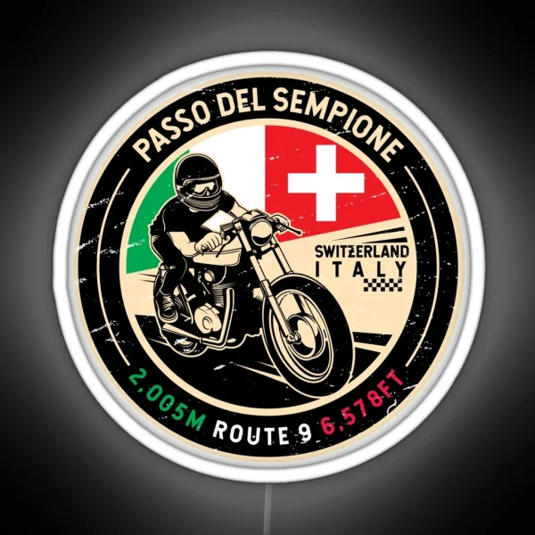 Passo Del Sempione Italy Switzerland Motorcycle RGB Neon Sign