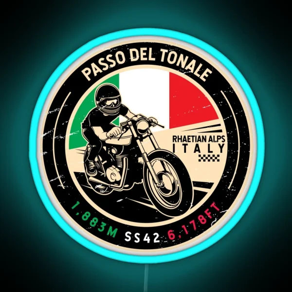 Passo Del Tonale Italy Motorcycle RGB Neon Sign