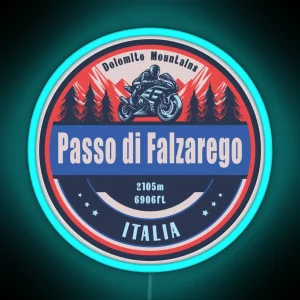 Passo Di Falzarego Italy Motorcycling Mountain Design RGB Neon Sign