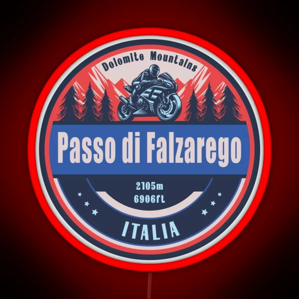 Passo Di Falzarego Italy Motorcycling Mountain Design RGB Neon Sign