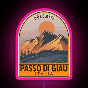 Passo Di Giau Italy Giau Pass Retro Travel Emblem RGB Neon Sign