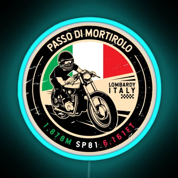 Passo Di Mortirolo Italy Motorcycle RGB Neon Sign