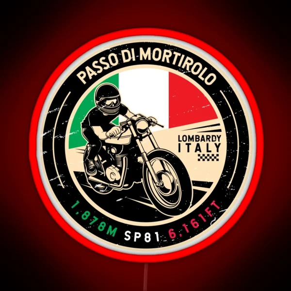 Passo Di Mortirolo Italy Motorcycle RGB Neon Sign