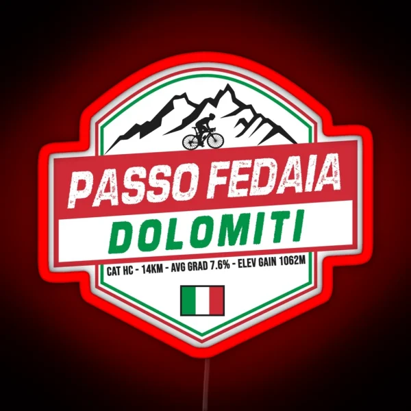 Passo Fedaia Cycling Italy RGB Neon Sign