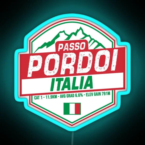 Passo Pordoi Cycling Italy RGB Neon Sign