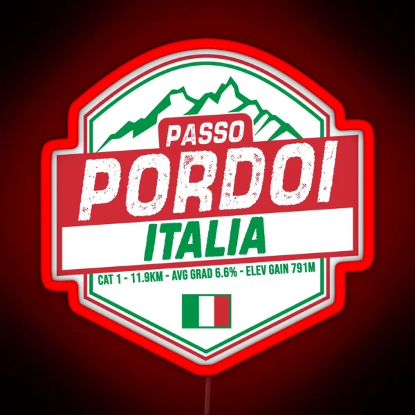 Passo Pordoi Cycling Italy RGB Neon Sign