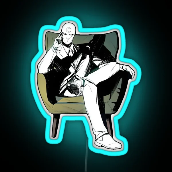 Pastel Comic Moon Knight To Sit RGB Neon Sign