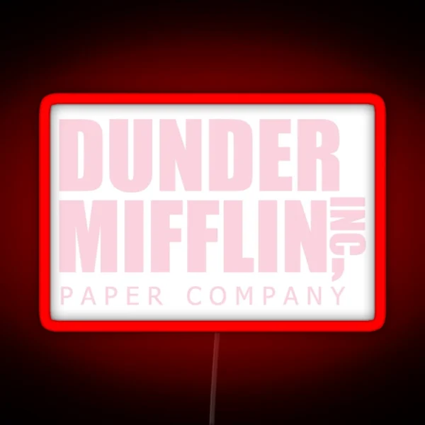 Pastel Dunder Mifflin Logo RGB Neon Sign